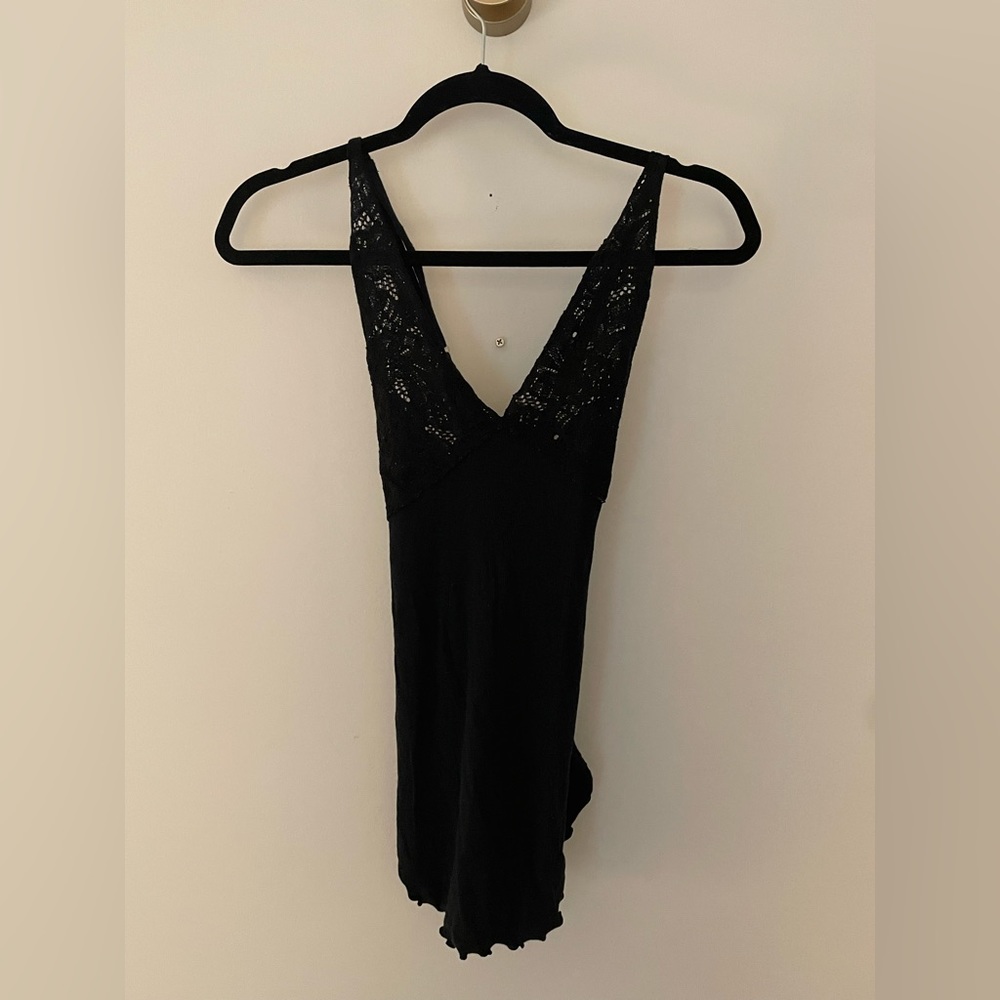 Free People Lace Tank Top - Black - M